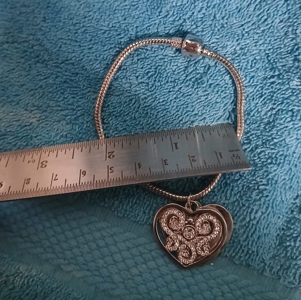 Elegant Silver Heart Crystal Sandals Bracelet Snake Chain